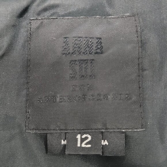 Anna Sui Anthropologie Green 100% Silk Sleeveless Lined Midi Dress 12 *defects - Picture 3 of 15